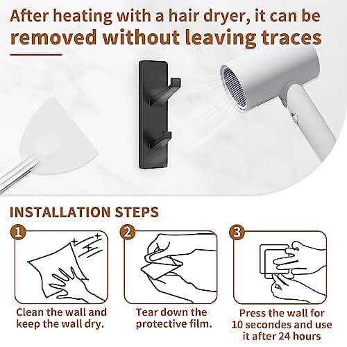 Self-Adhesive Black Metal Wall Hooks - 4 Pack for Bathrooms, Shower, Kitchen & Doors: Hold up to 13 LB