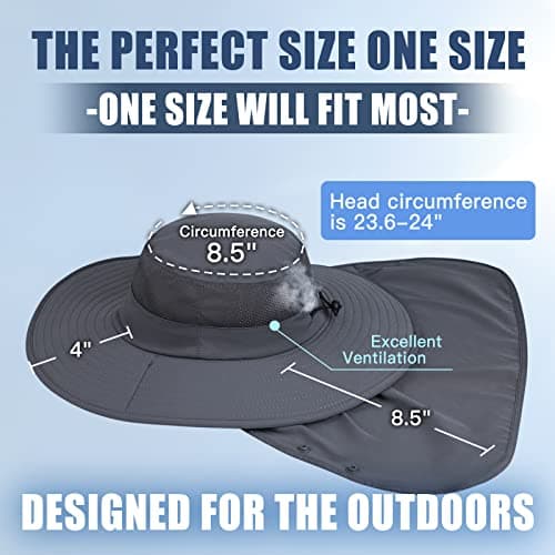 Sclzoed Outdoor Sun Hat for Men UPF50+ Mesh Wide Brim Fishing Hat with Neck Flap
| Sclzoed Men's Fishing Hat UPF50+ Out