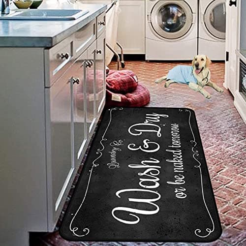 Laundry Room Non-Slip Floor Mat for Kitchen and Laundry Room (40" x 20", Black)