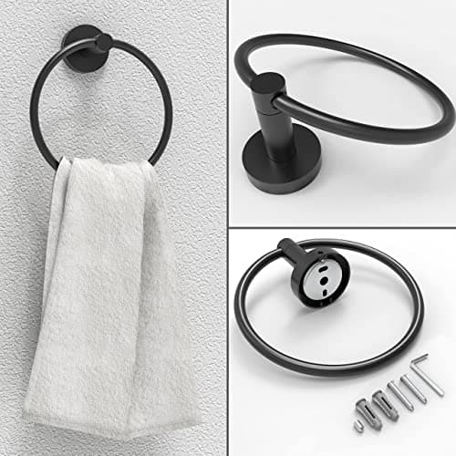 Matte Black SUS304 Stainless Steel Double Post Pivoting Toilet Paper Holder & Towel Ring Bathroom Hardware Set
| Double