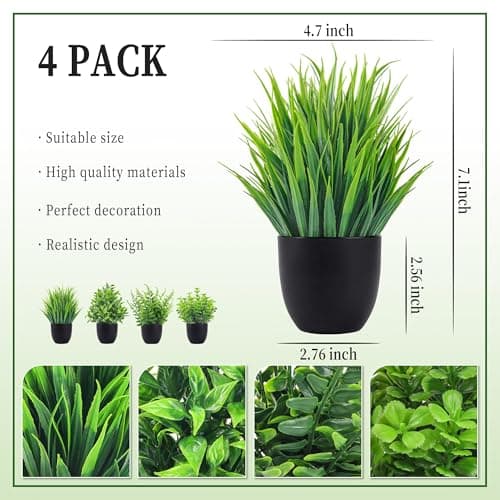 Der Rose Fake Plants 4 Packs Small Faux Plants Best for Bathroom and Home Office
| Der Rose Black Bathroom Accessories