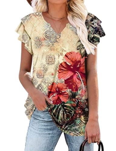 Elegant Women's Short Sleeve Tunics V Neck Button Down Shirts - S-3XL
| Comfortable Women's Short Sleeve Tunics V Neck