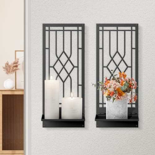 Black Metal Wall Decor for Living Room and Bedroom (2 Pack, 16.5 x 7 in)
Black Metal Wall Decor Retro Bathroom Wall Art