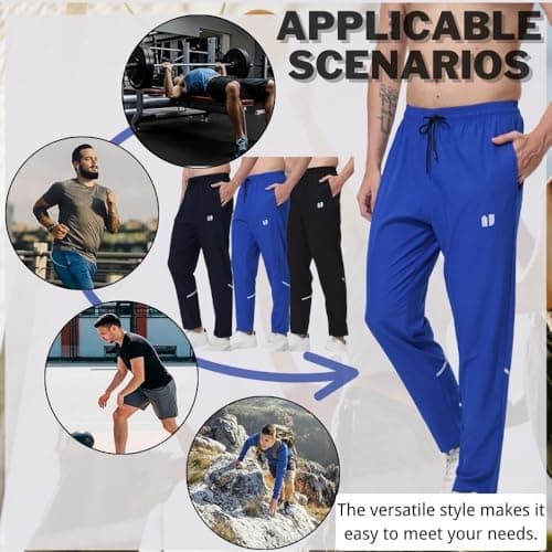 3 Pack Mens Fovdtaa Athletic Sweatpants for Running and Gym Jogging with Zip Pockets