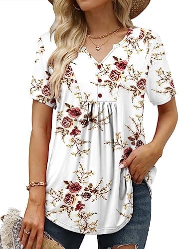 Elegant Women's Short Sleeve Tunics V Neck Button Down Shirts - S-3XL
| Comfortable Women's Short Sleeve Tunics V Neck