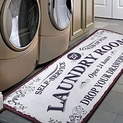 Laundry Room Non-Slip Floor Mat for Kitchen and Laundry Room (40" x 20", Black)