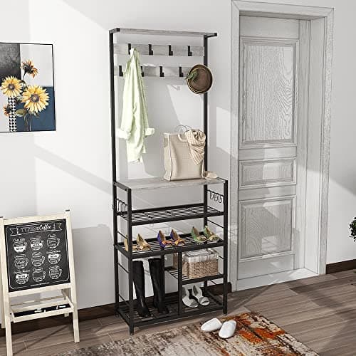 GiftGo Vintage Large 5-Tier Hall Tree with Console Table for Home Office Bedroom (Greige)  
GiftGo Vintage Large 5-Tier