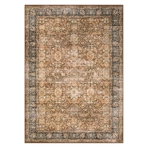 Morebes 2x6 Vintage Washable Dark Green Kitchen Runner Rug for Living Room and Bedroom - Non Shedding Soft Non Slip Boho