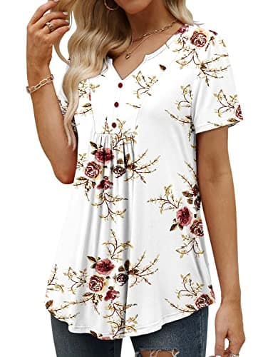 Elegant Women's Short Sleeve Tunics V Neck Button Down Shirts - S-3XL
| Comfortable Women's Short Sleeve Tunics V Neck