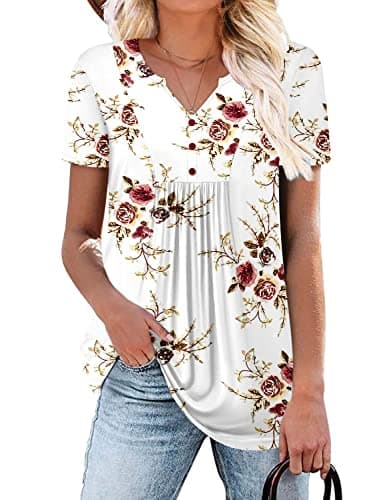 Elegant Women's Short Sleeve Tunics V Neck Button Down Shirts - S-3XL
| Comfortable Women's Short Sleeve Tunics V Neck