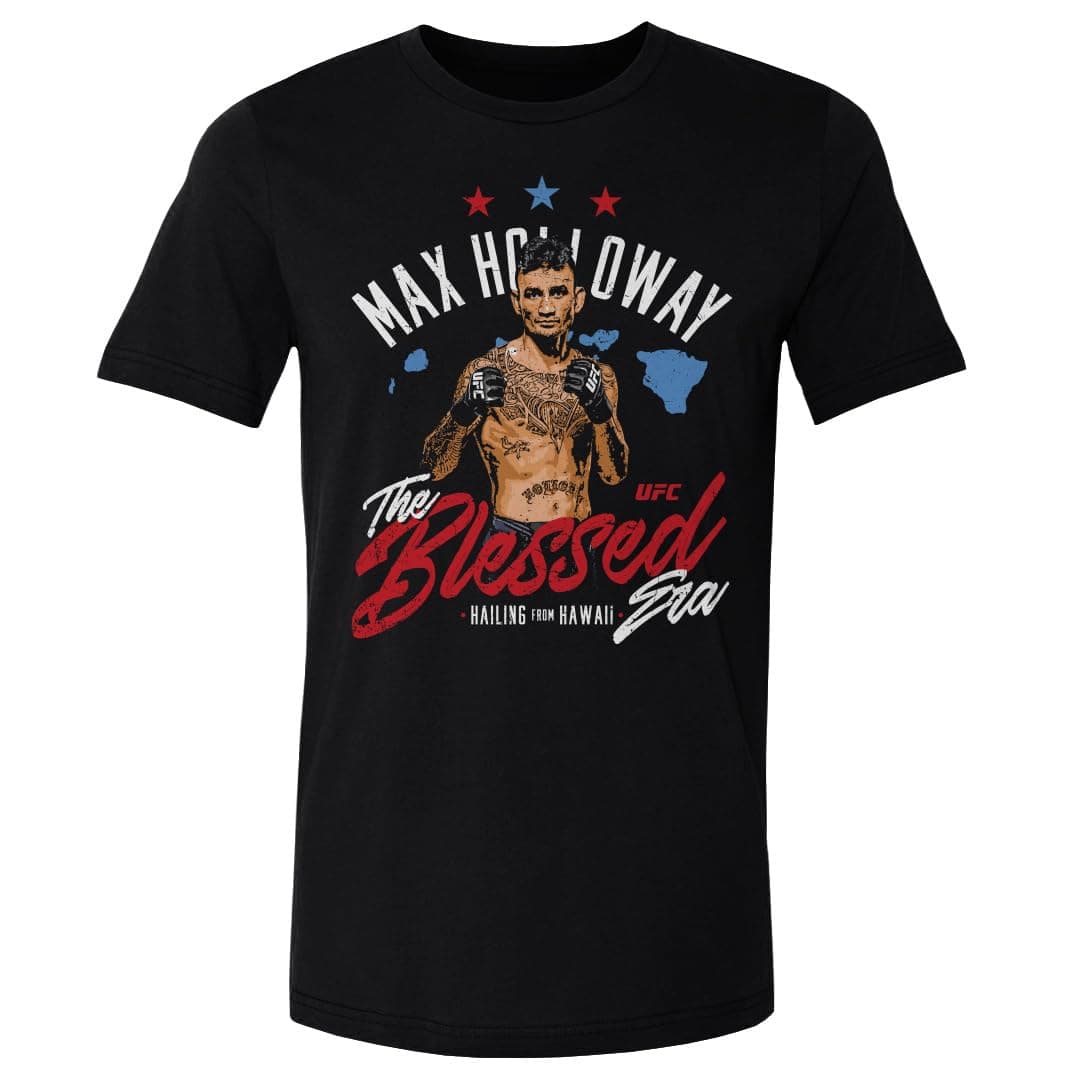 Max Holloway UFC Shirt - 500 Level The Blessed Hawaii WHT for Fighters & Fans | Training & Gym Wear