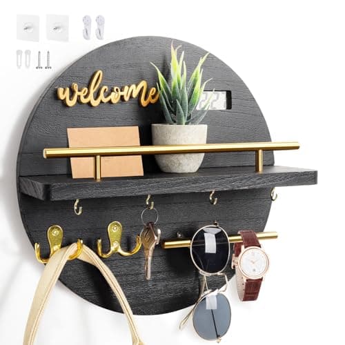 Round Wooden Key Holder for Wall Entryway Mudroom Organizer