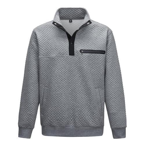 LBL Mens Fashion Sweatshirt with Stand Collar Button Pullover Pockets Leading the Better Life