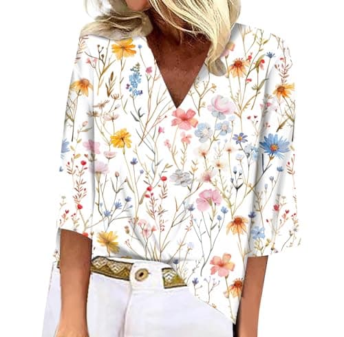 Women's Animal Leopard Print 3/4 Sleeve V Neck Summer Floral Boho Trendy Tops
| Women's Leopard Print 3/4 Sleeve V Neck