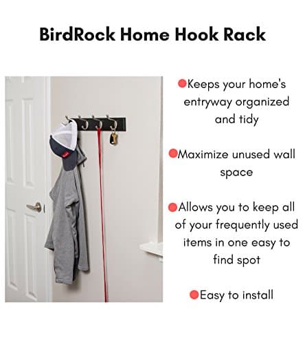 BIRDROCK HOME Oval Hook Coat and Hat Rack - Decorative Home Storage - Bedroom Bathroom Entryway Foyer Hallway - Black Fi
