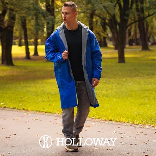 Holloway Men's Conquest Knee-Length Jacket - Warm-Up Wind/Water-Resistant Hooded Outerwear for Outdoor Adventurers