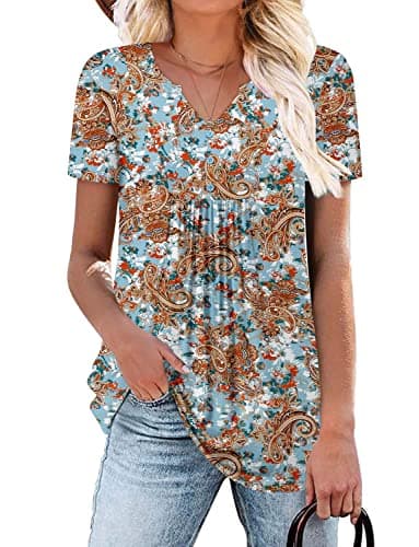 Elegant Women's Short Sleeve Tunics V Neck Button Down Shirts - S-3XL
| Comfortable Women's Short Sleeve Tunics V Neck