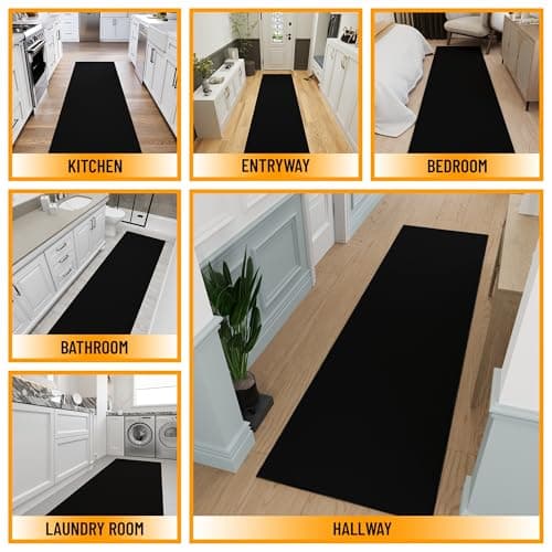 Non Slip Solid Area Rugs for Hallways Black OEKO-TEX STANDARD 100
| Easy to Clean Laundry Rug Runner for Living Room Bl