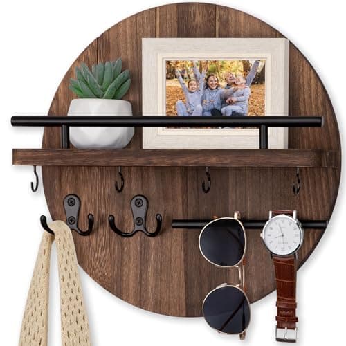 Nekon Black&Gold Rustic Mail Organizer with Shelf and Hooks for Hall Kitchen Entryway