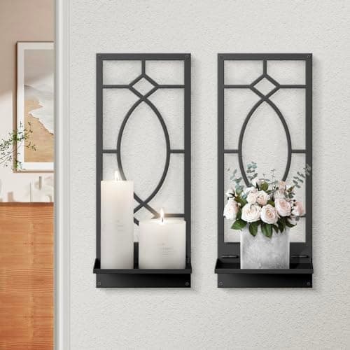 Black Metal Wall Decor for Living Room and Bedroom (2 Pack, 16.5 x 7 in)
Black Metal Wall Decor Retro Bathroom Wall Art