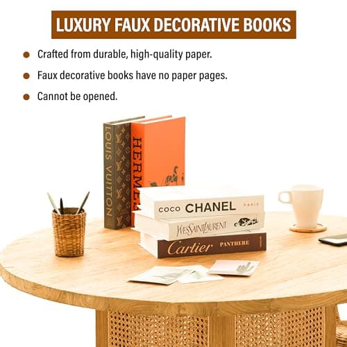 Luxe Large 4 PCS Decorative Books for Home Decor Aesthetic Shelf & Bookshelf Decor for Living Room, Bedroom, or Office F