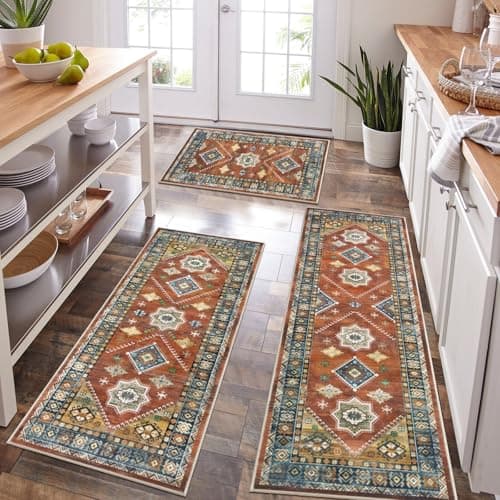 HEBE Boho Kitchen Rug Sets for Floor Non Slip and Washable Mats
| HEBE 3 Piece Kitchen Rug Set for Hallway and Laundry