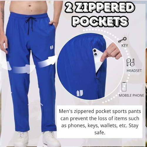 3 Pack Mens Fovdtaa Athletic Sweatpants for Running and Gym Jogging with Zip Pockets