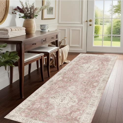 Washable Boho Grey and Pink Non Slip Faux Wool Carpet Runner for Kitchen Entryway Bedroom Indoor Laundry
| Non Slip Gre