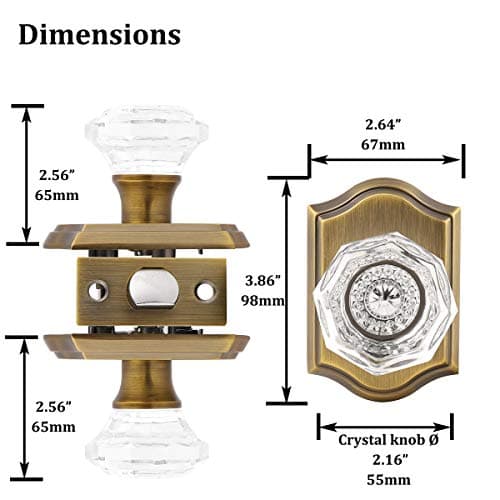 Gobrico Heavy Duty Crystal Glass Door Knobs 6 Pack for Interior Room Keyless Snowflake Handle Antique Brass Finish
| Go
