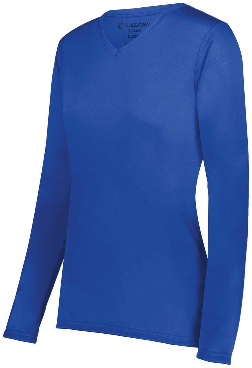 Holloway Ladies Momentum Long Sleeve Tee 2XL Royal Thermal Running Top Fast Drying Moisture Wicking Certification Size 2