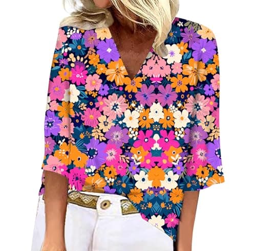 Women's Animal Leopard Print 3/4 Sleeve V Neck Summer Floral Boho Trendy Tops
| Women's Leopard Print 3/4 Sleeve V Neck