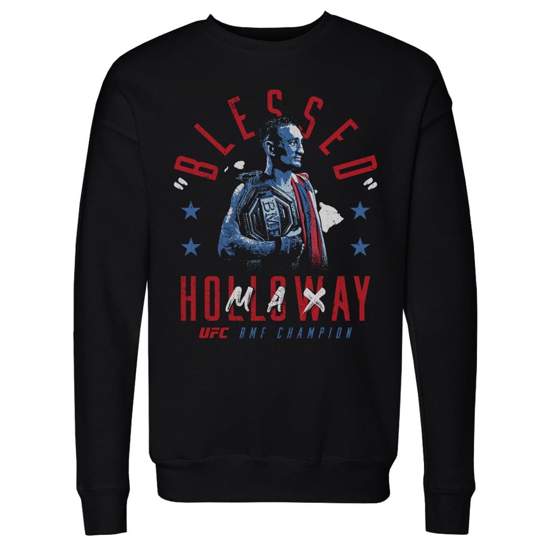 Max Holloway UFC Crewneck Sweatshirt -mma Fighter Blessed BMF Champion White