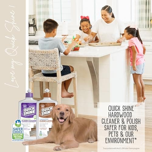Quick Shine Hardwood Floor Cleaner & Polish - Removes Scratches, Safer Choice, U.S. EPA Certified 2-27oz Bottles  
Quick