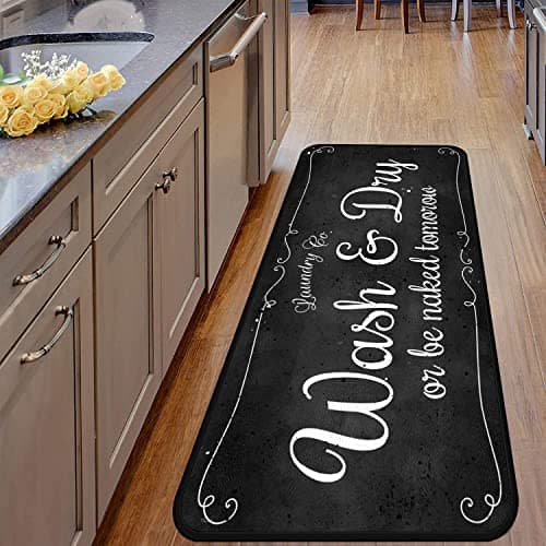 Laundry Room Non-Slip Floor Mat for Kitchen and Laundry Room (40" x 20", Black)