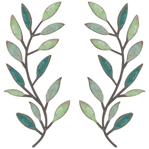 Zhengmy Vintage Brown Metal Tree Leaf Wall Decor for Living Room and Hallway Outdoor Decoration(2 Pieces)