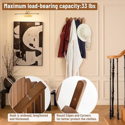 Modern Piano Wooden Coat Rack 4 Hooks for Small Spaces Entryway Bathroom
| Heavy Duty Wooden Coat Rack 4 Hooks for Wall