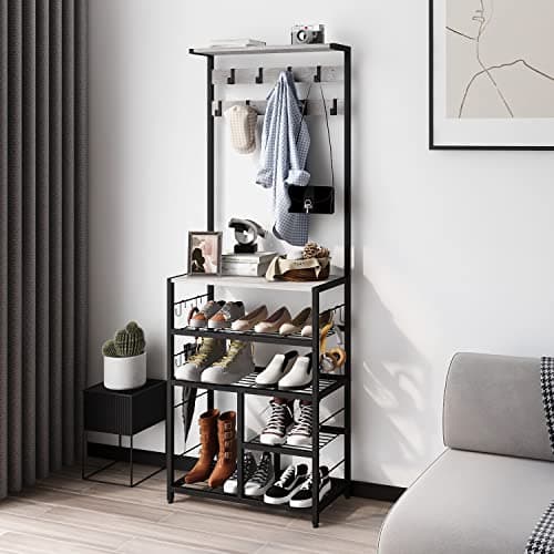 GiftGo Vintage Large 5-Tier Hall Tree with Console Table for Home Office Bedroom (Greige)  
GiftGo Vintage Large 5-Tier