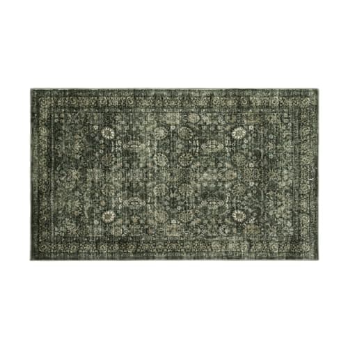 Morebes 2x6 Vintage Washable Dark Green Kitchen Runner Rug for Living Room and Bedroom - Non Shedding Soft Non Slip Boho