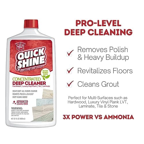 Quick Shine Multi Surface Deep Floor Cleaner and Remover 27oz | Removes Wax Build-Up, Revitalizes Floors & Cleans Grout