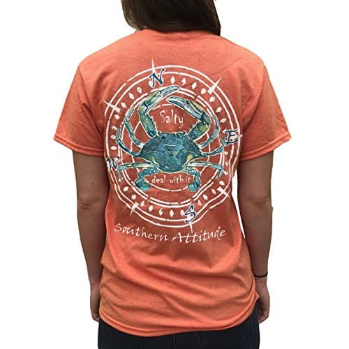 Southern Attitude Salty Deal with It Crab Sunset Orange Short Sleeve T-Shirt for Men Casual Wear Comfortable Fashion