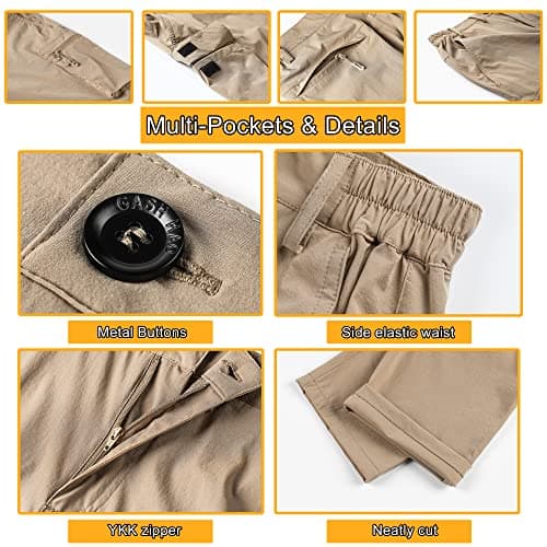 Gash Hao Mens Waterproof Hiking Quick Dry Fishing Pants Outdoor Lightweight Zip Off