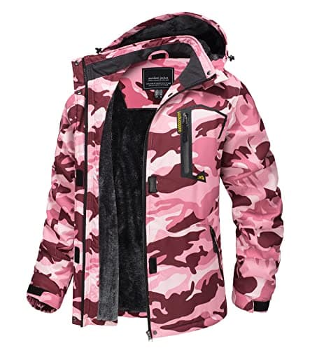 TACVASEN Women's Winter Waterproof Ski Jacket Hooded Fleece Lined Warm Snow Coat for Outdoor Activities
| TACVASEN Wome