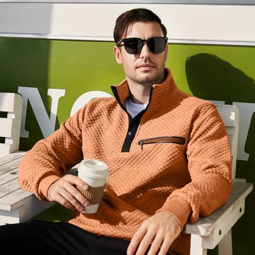 MANLUODANNI Men's Casual Waffle Quilted Sweatshirt Long Sleeve Button Pocket
| MANLUODANNI Men's Casual Sweatshirt Waff