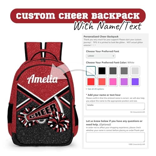 Personalized Name Cheer Backpack for Women
| Custom Cheerleading Backpack in Wine Red
| Customize Your Own Cheerleader