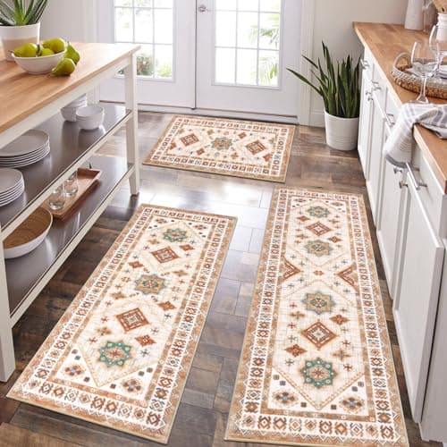 HEBE Boho Kitchen Rug Sets for Floor Non Slip and Washable Mats
| HEBE 3 Piece Kitchen Rug Set for Hallway and Laundry