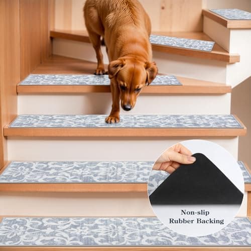 Lahome Non Slip Carpet Stair Treads for Wooden Steps Indoor, 15 Pack 8" X 30", Grey for Kids Pets Elders