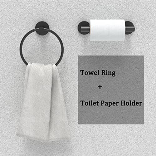 Matte Black SUS304 Stainless Steel Double Post Pivoting Toilet Paper Holder & Towel Ring Bathroom Hardware Set
| Double
