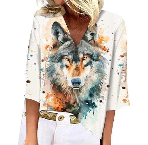 Women's Animal Leopard Print 3/4 Sleeve V Neck Summer Floral Boho Trendy Tops
| Women's Leopard Print 3/4 Sleeve V Neck