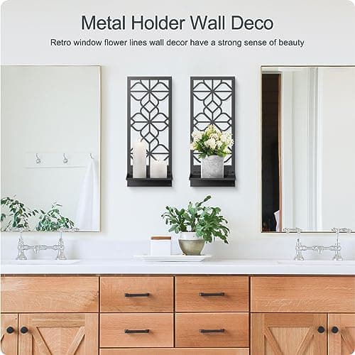 Black Metal Wall Decor for Living Room and Bedroom (2 Pack, 16.5 x 7 in)
Black Metal Wall Decor Retro Bathroom Wall Art