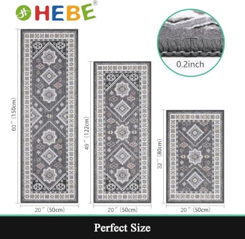 HEBE Boho Kitchen Rug Sets for Floor Non Slip and Washable Mats
| HEBE 3 Piece Kitchen Rug Set for Hallway and Laundry